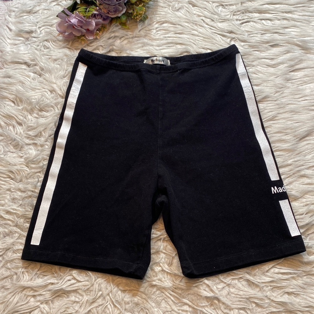 Madhappy Black White Stripe Jersey Bike Shorts sz S